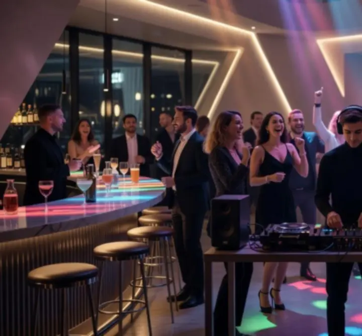 DJ hrající večer v restauraci Moravies