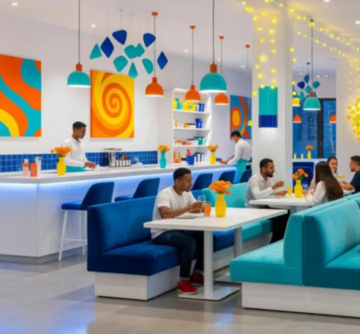 Stylový večerní interiér restaurace Moravies